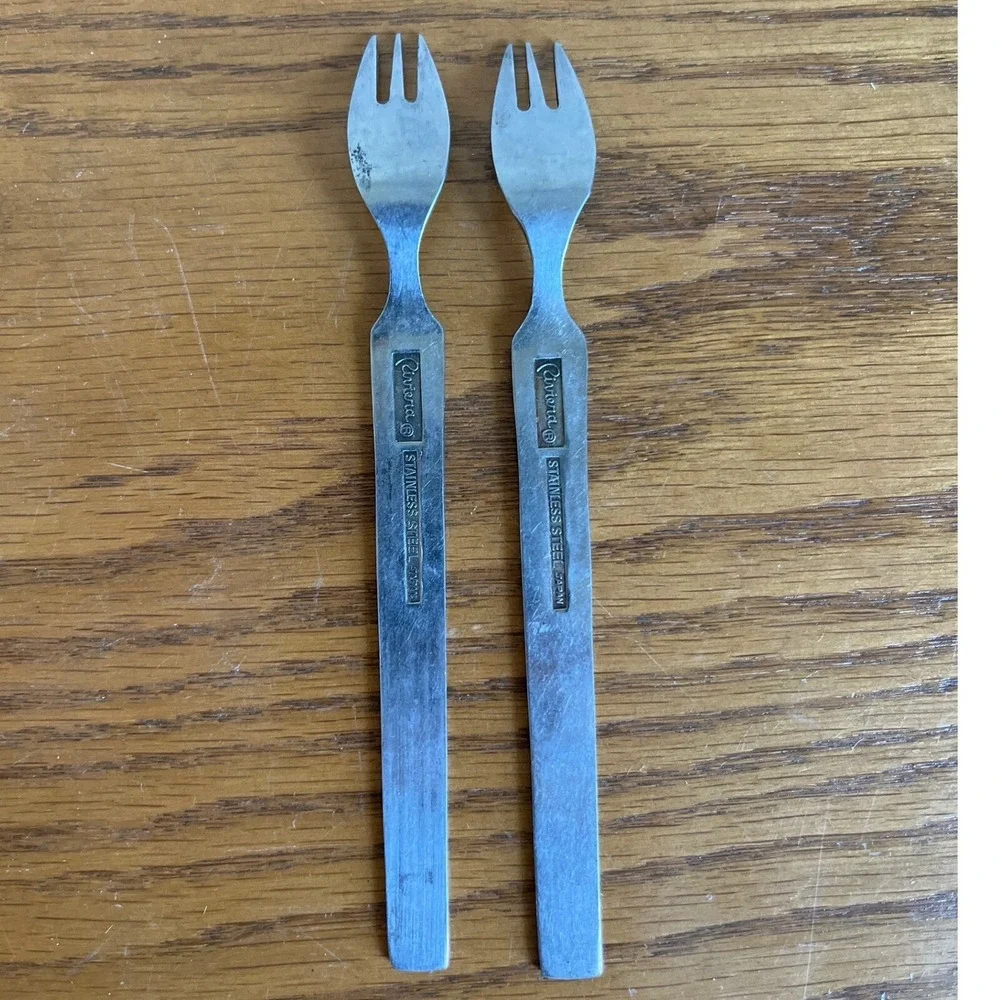 Vintage Riviera Monterey‎ Stainless Seafood Cocktail Fork Japan Set of 2